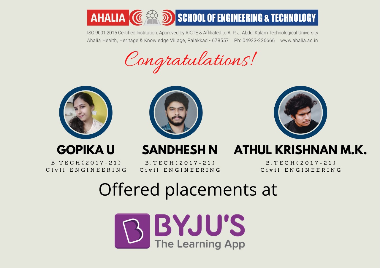 Three Students Placed at Byju’s Learning App