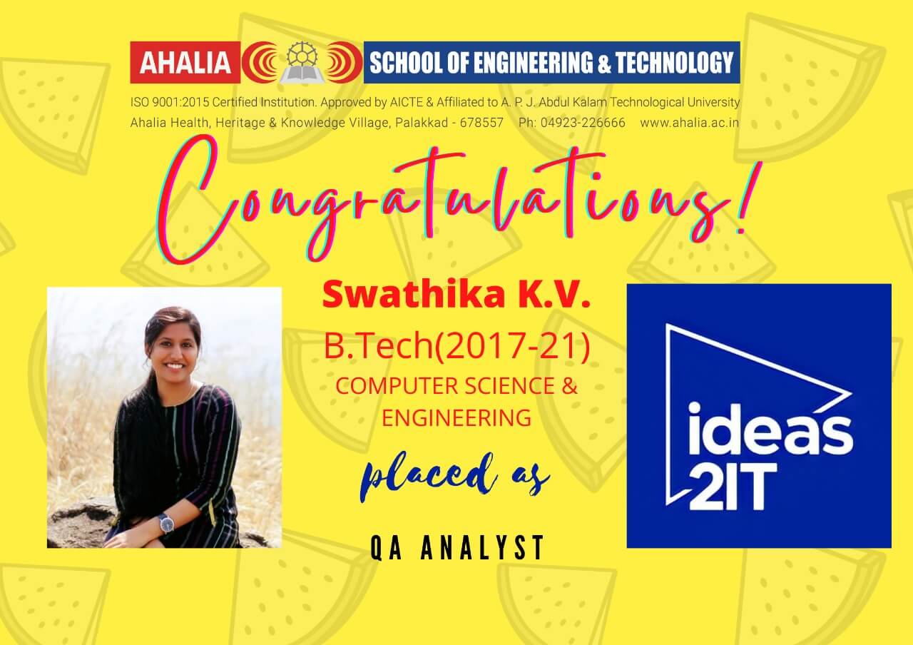 Swathika K. V. Placed at ideas2IT