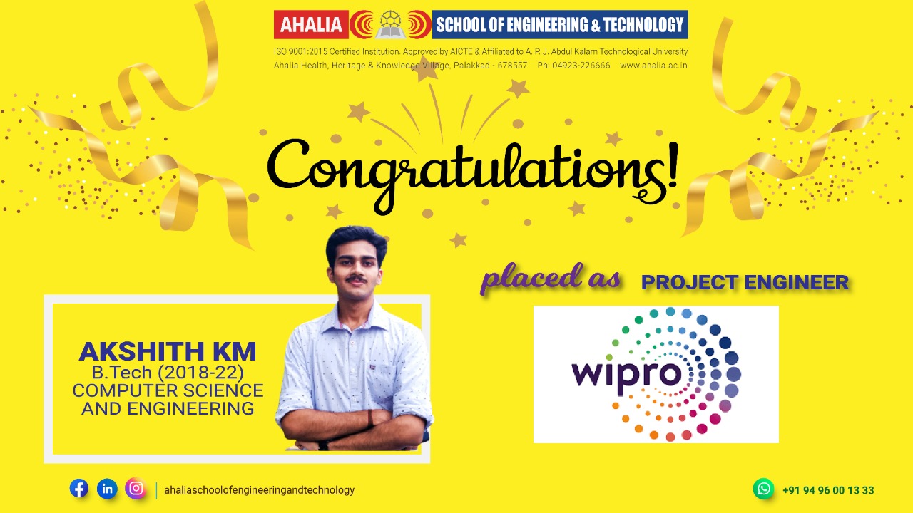 Akshith K. M. Placed in Wipro