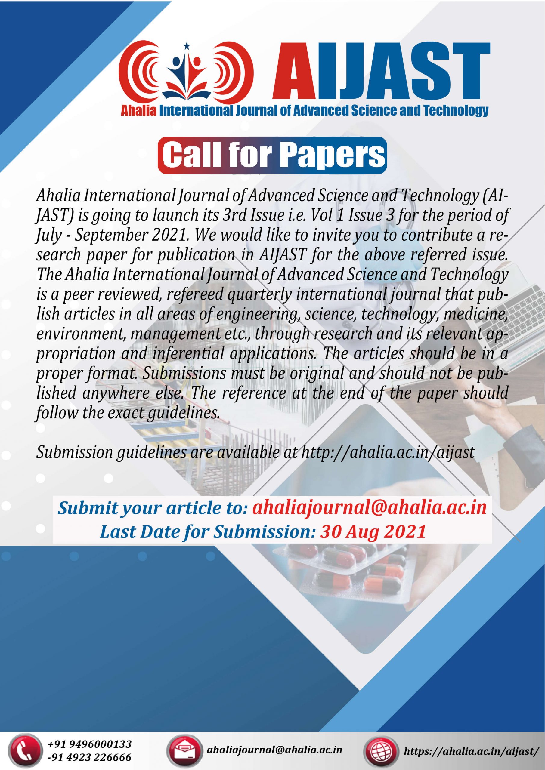 Call for Papers – Vol. 1 Issue 3 AIJAST