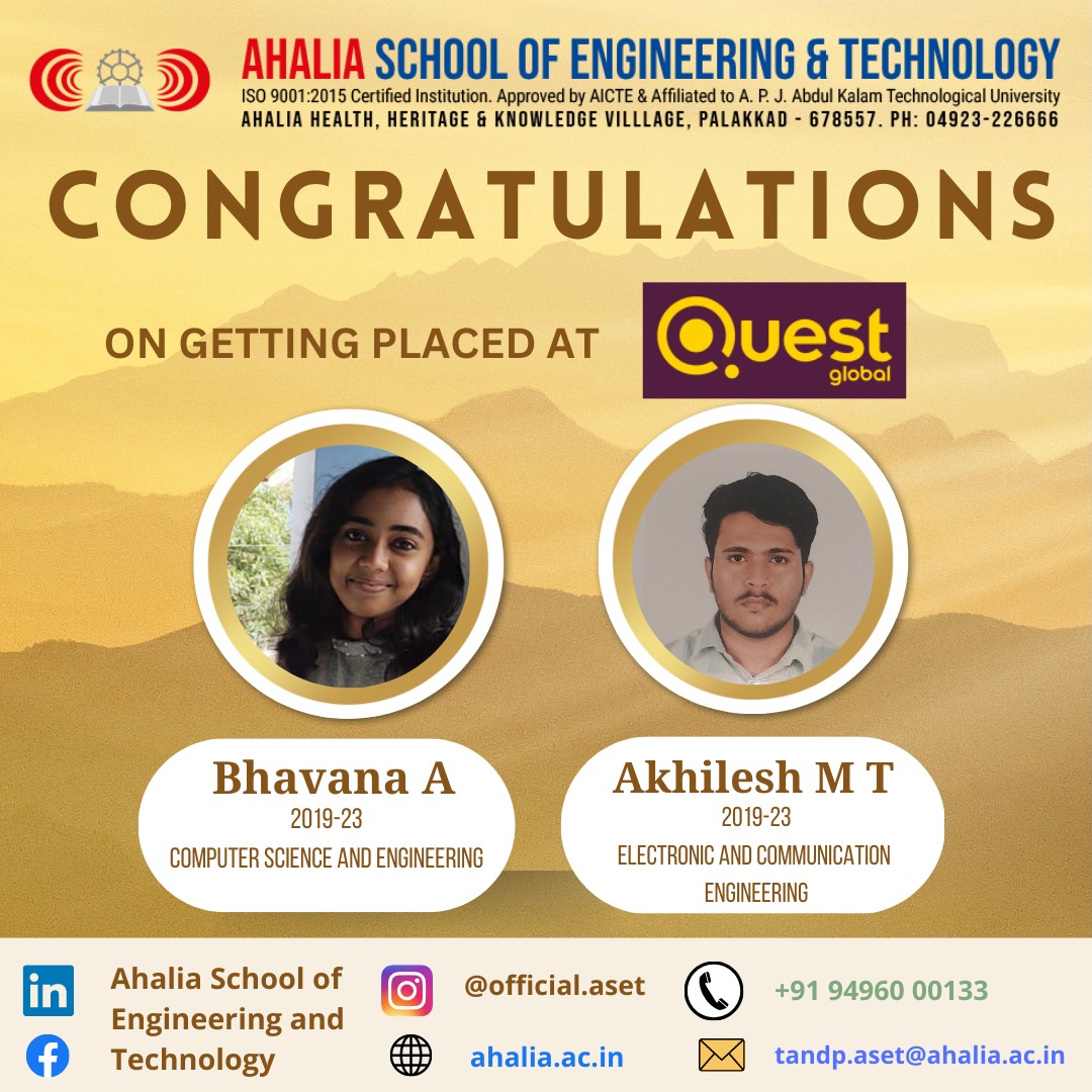 Two Students Placed in Quest Global