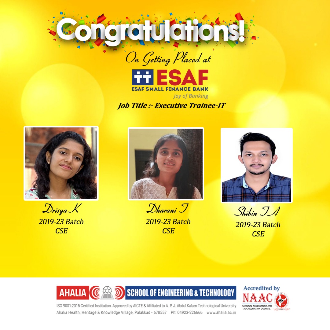 Five Students Placed In ESAF Bank