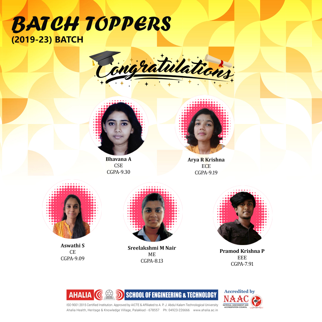 Congratulations to 2019-23 Batch Toppers