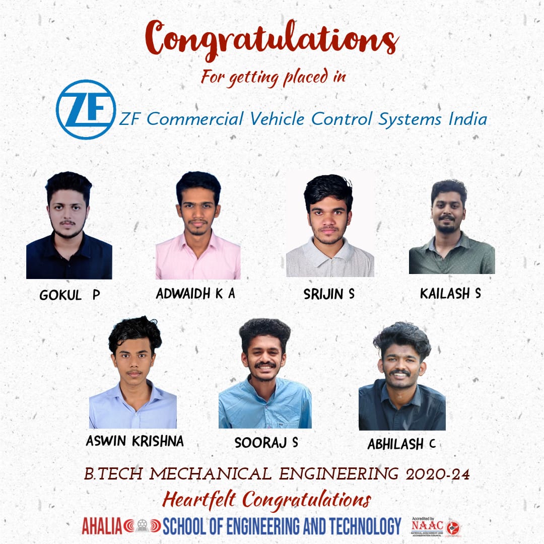 7 Students Placed in ZF Commercial Vehicle Control Systems India