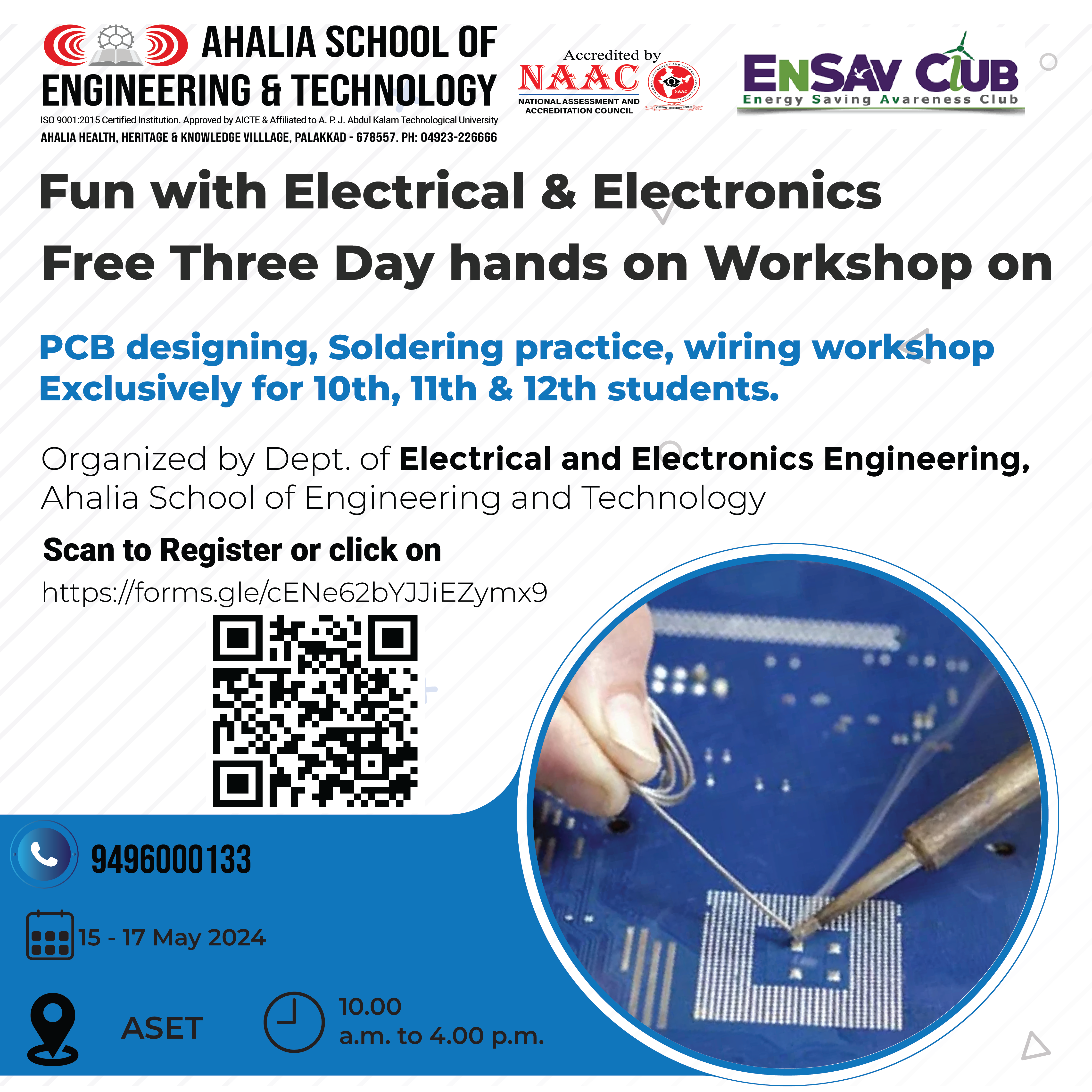 Three Day Hands On Workshop On “Fun With Electrical & Electronics “