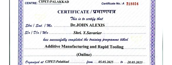  Hands -on workshop online Training program conducted by CIPET