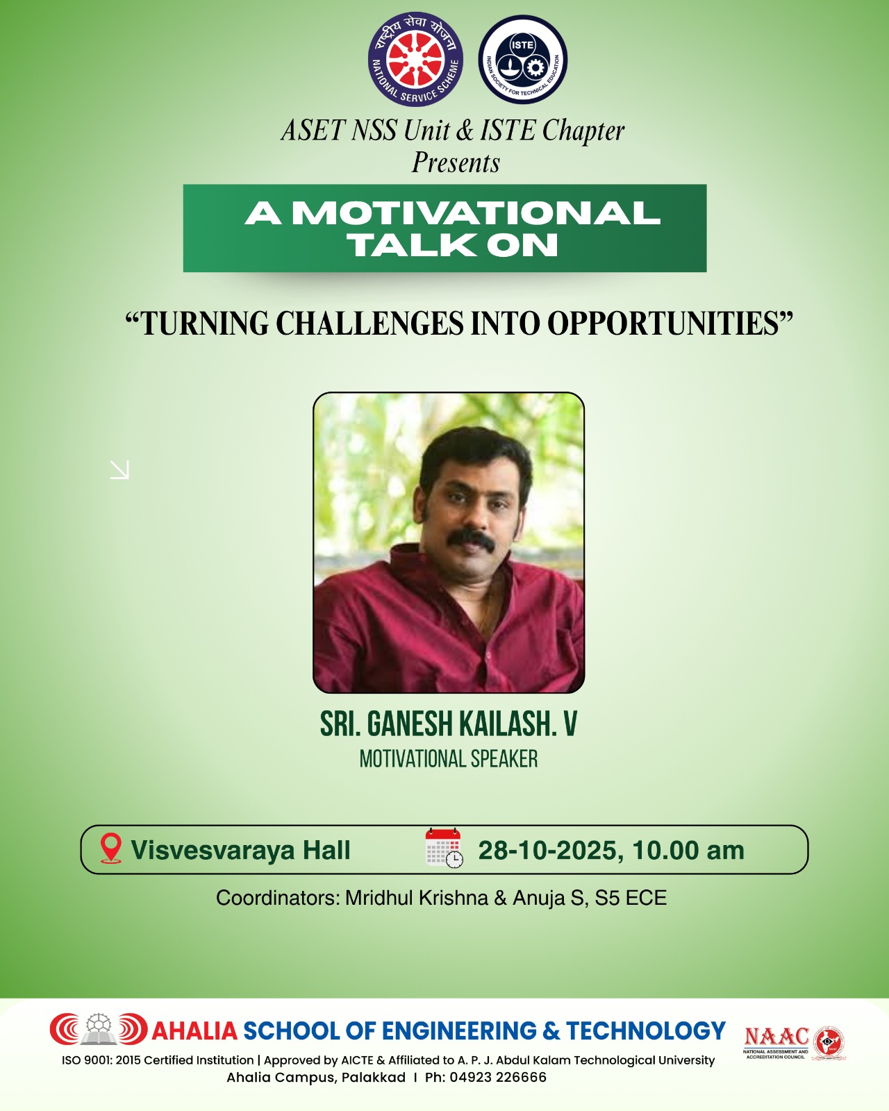 Motivational Talk on “Turning Challenges into Opportunities”