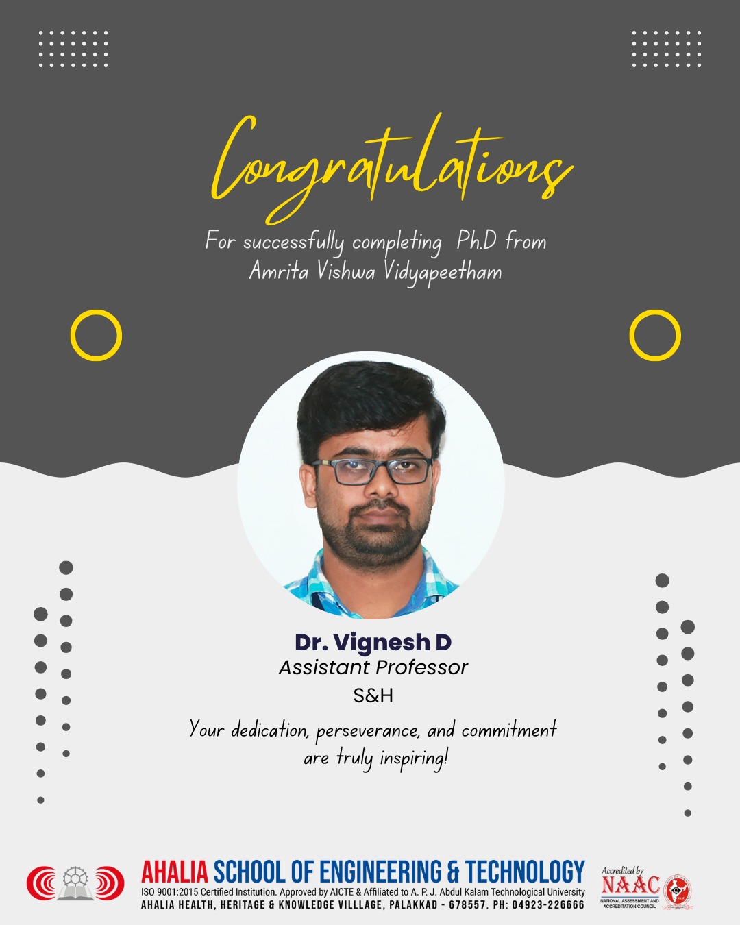 Congratulations Dr. Vignesh D