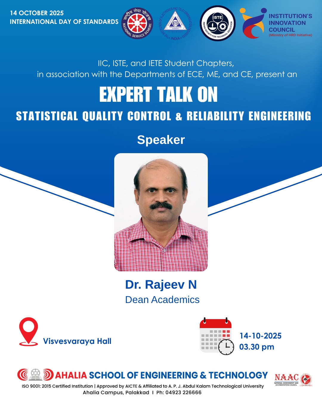 Expert Talk : “Statistical Quality Control & Reliability Engineering”