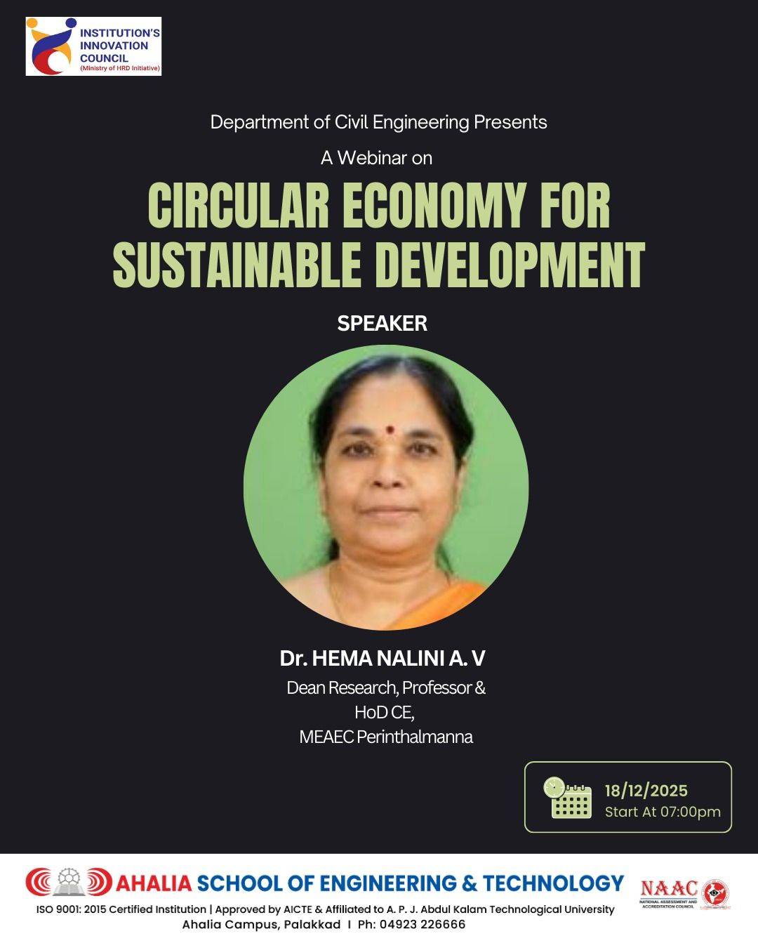 Webinar on “Circular Economy for Sustainable Development”