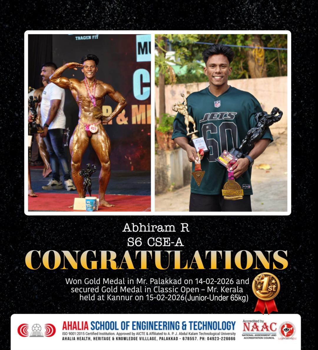 Congratulations to Mr Abhiram S6 CS for winning gold medals for Body Building