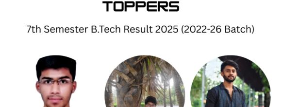 Congratulations to the 7th Semester B.Tech Mechanical Engineering Toppers (2022–26 Batch)