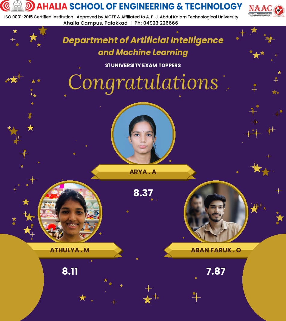 Congratulations to the 1st Semester AIML Toppers (2025–29 Batch)