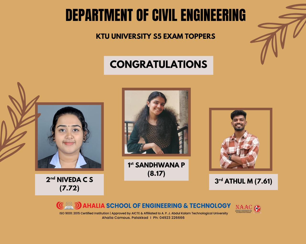 Congratulations to the 5th Semester CE Toppers (2023–27 Batch)