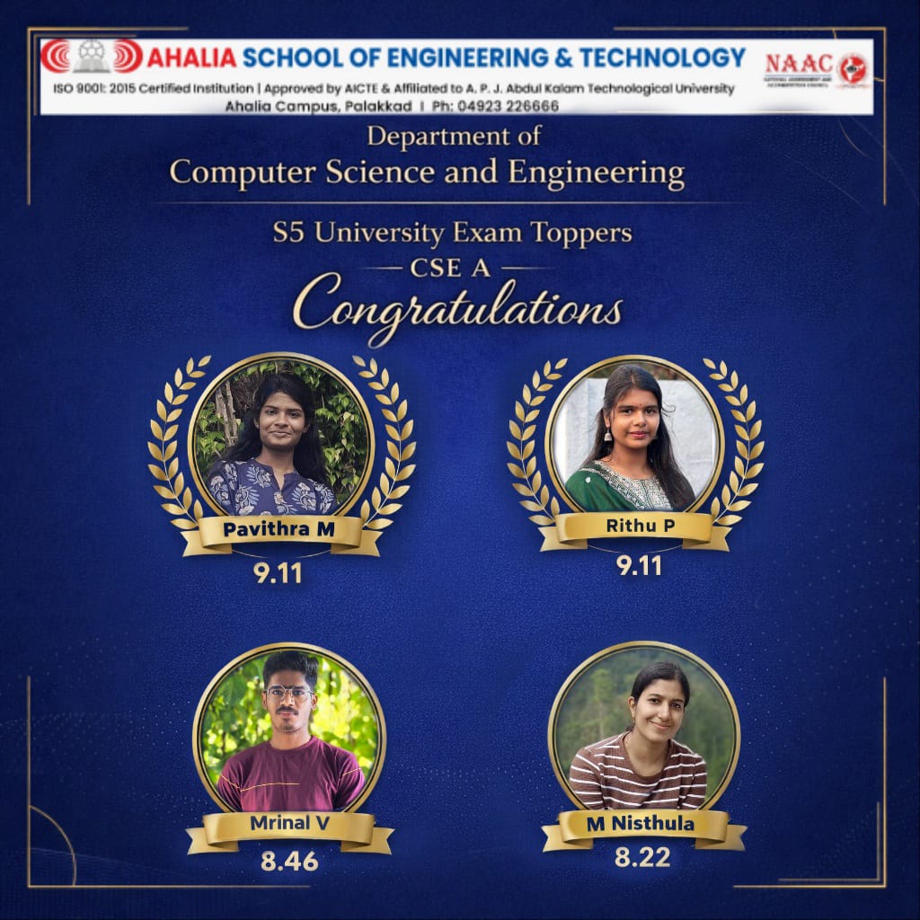 Congratulations to the 5th Semester CSE (A Batch) Toppers (2023–27 Batch)