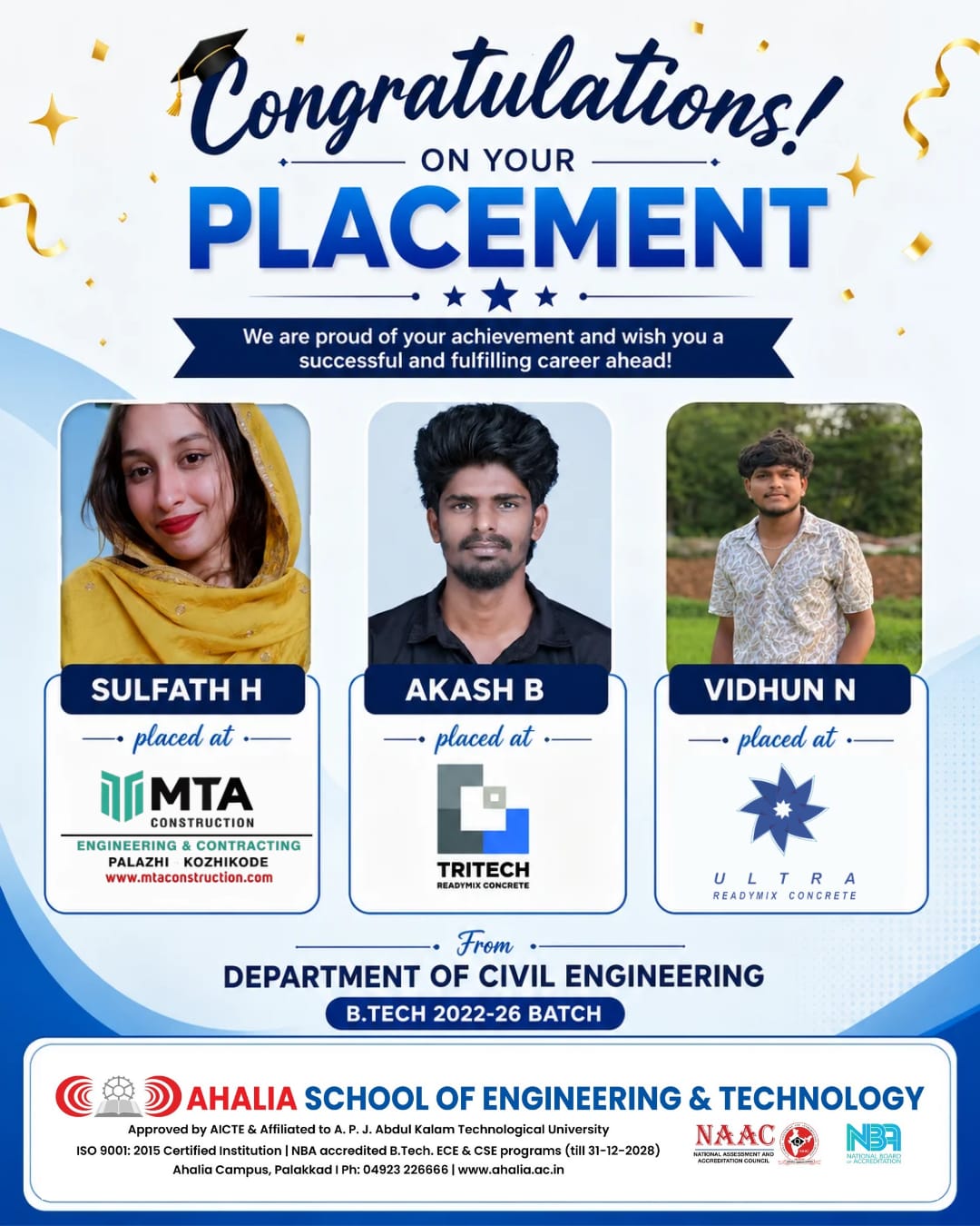 ASET Students placed in leading construction & ready-mix concrete companies