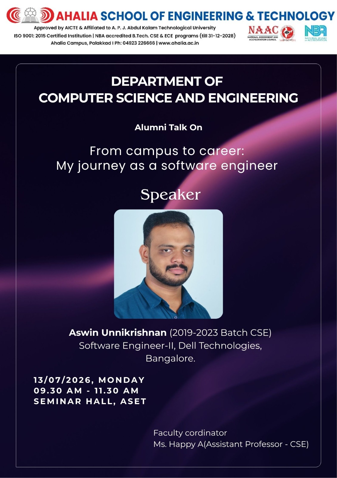 Alumni Talk “From Campus to Career: My Journey as a Software Engineer.”