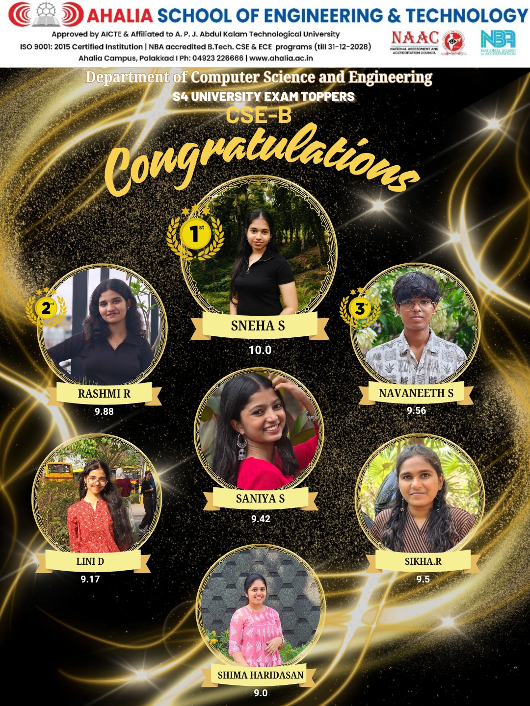 B-Tech Semester 4 Department Toppers