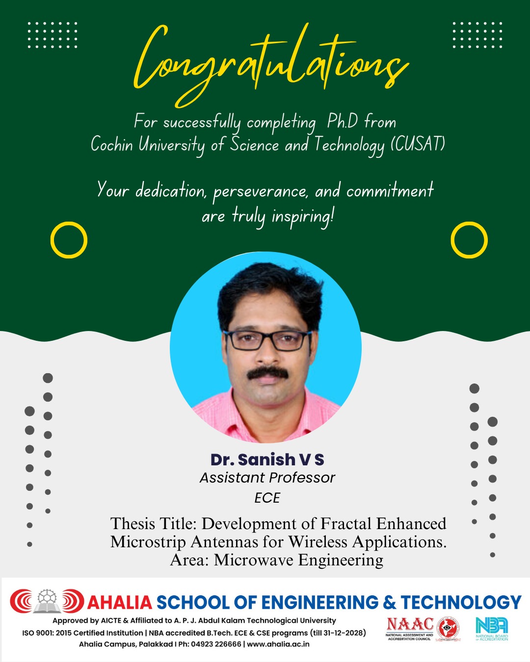 Congratulations Dr. Dr. Sanish V S