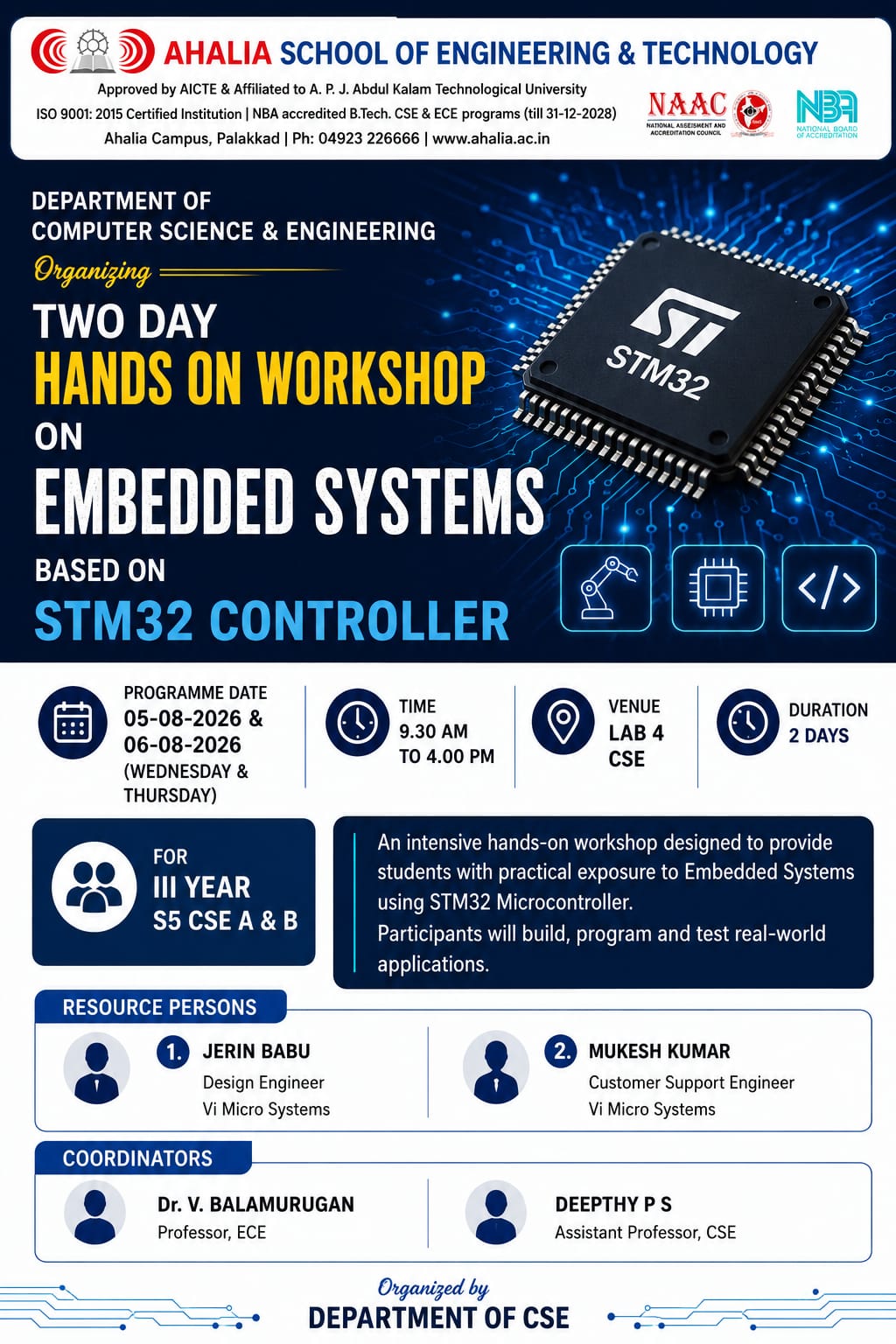 Hands-on Workshop on “EMBEDDED SYSTEMS BASED ON STM32 CONTROLLER”