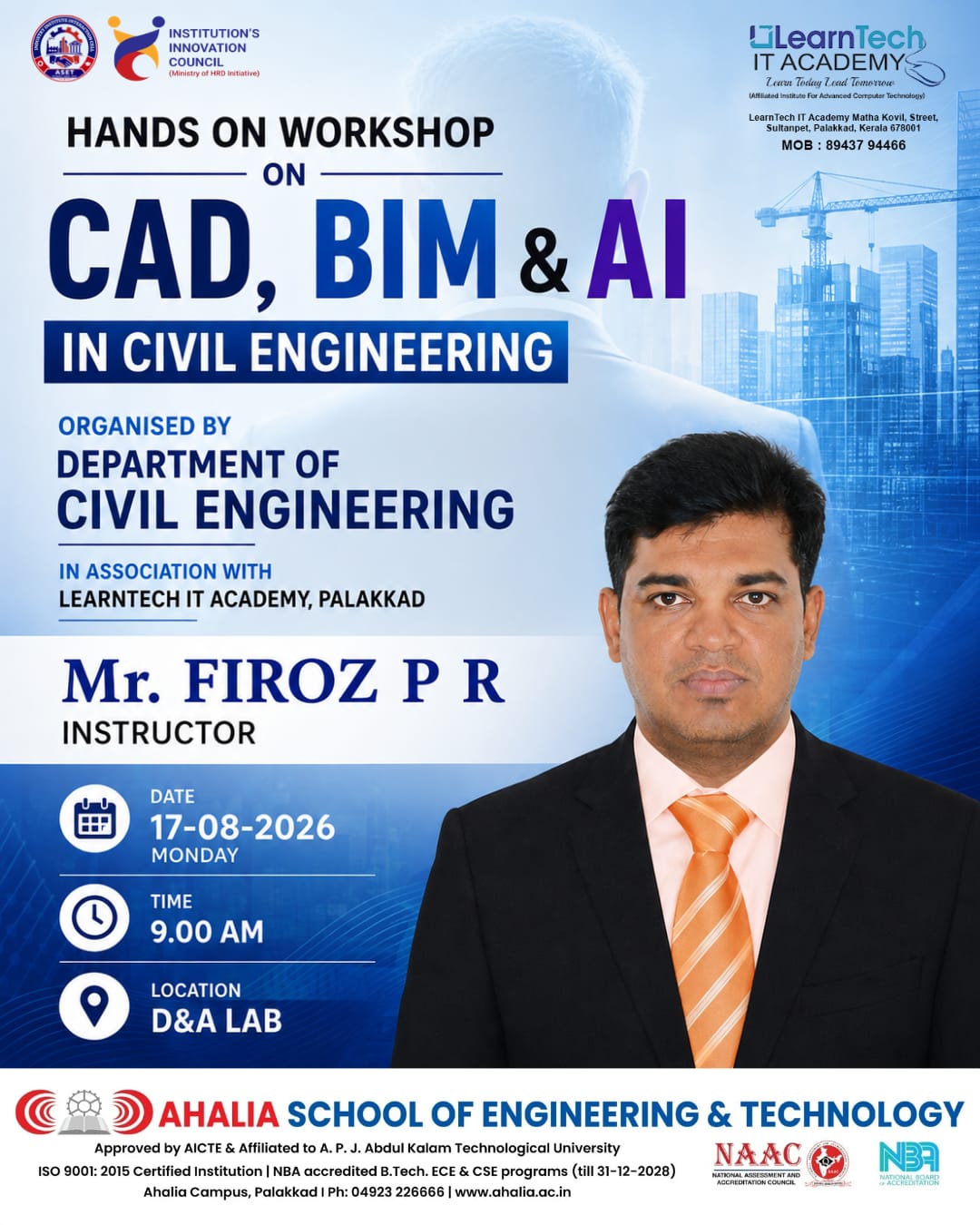 Hands-on Workshop on CAD, BIM & AI in Civil Engineering