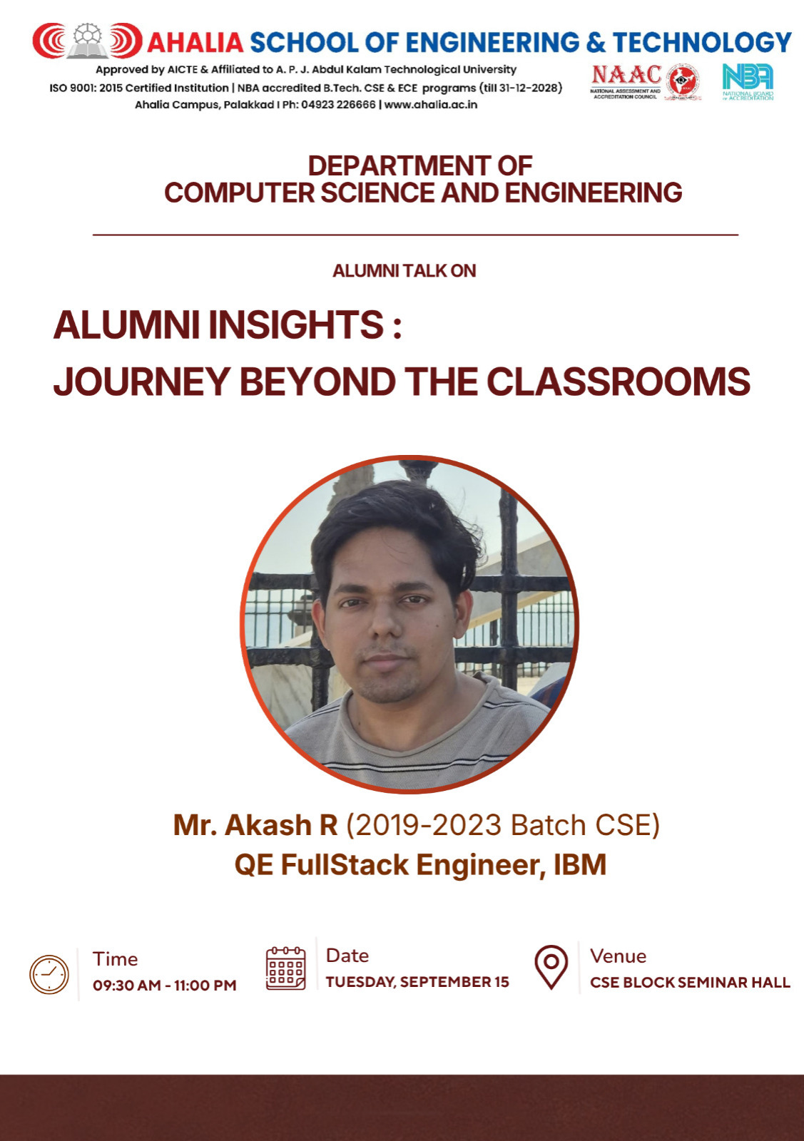 ALUMNI TALK – “ALUMNI INSIGHTS: JOURNEY BEYOND THE CLASSROOMS”