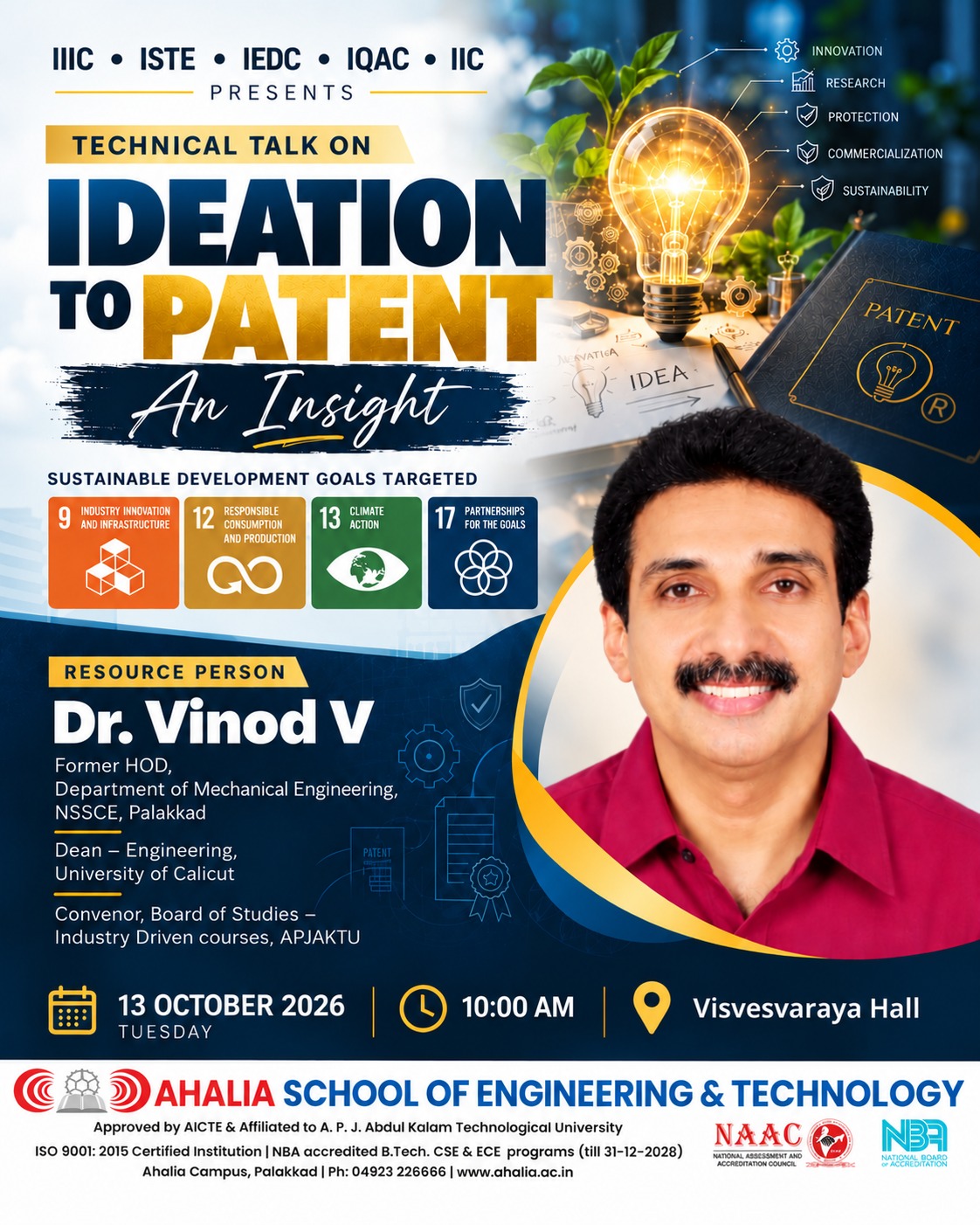 Technical Talk on “Ideation to Patent” at Ahalia